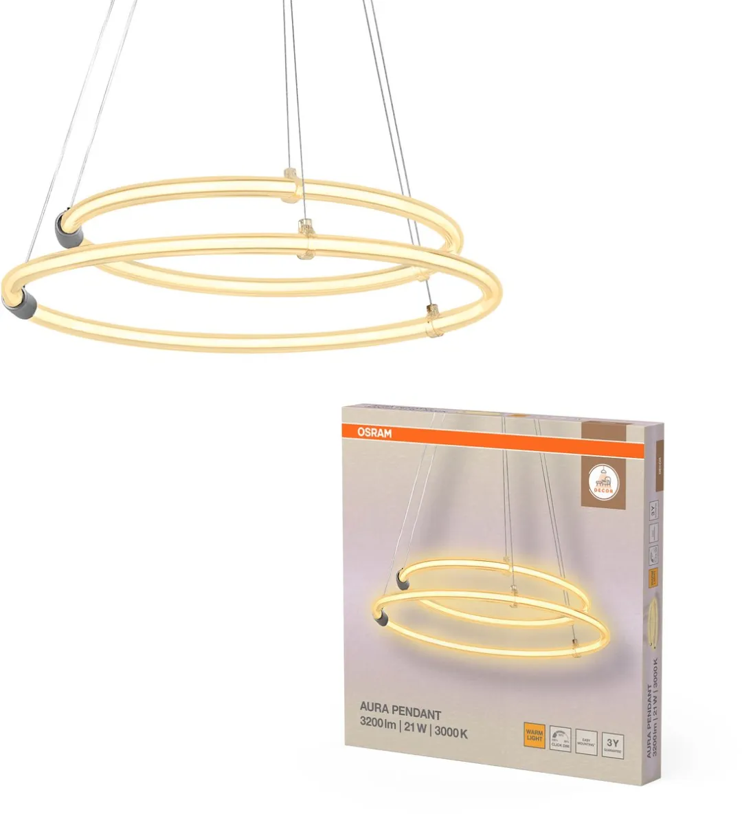 Osram Decor Aura Hanglamp 2x21W - 2400lm - 3000K - Donkergrijs