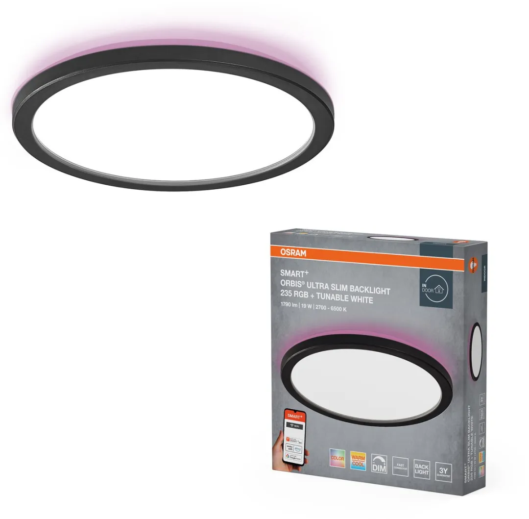 Osram Smart+ WiFi Orbis Ultra Paneelverlichting 235mm - 19W RGBW - Zwart