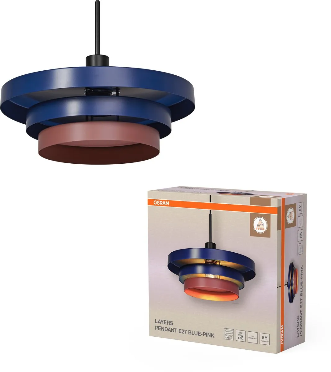 Osram Layers Decoratieve Hanglamp E27 - 400mm - Blauw/Roze
