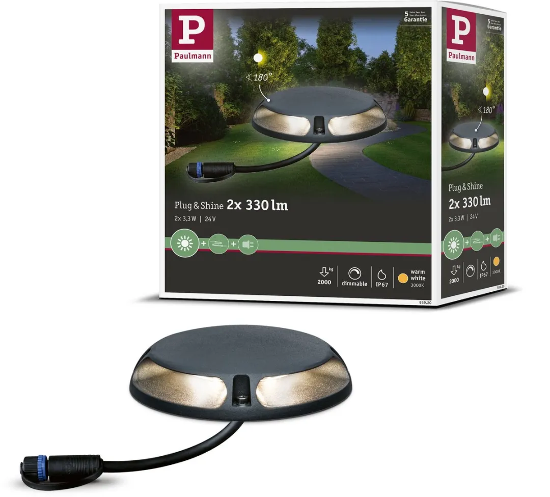Paulmann Plug & Shine LED Grondopbouwlamp 2x3,3W Antraciet