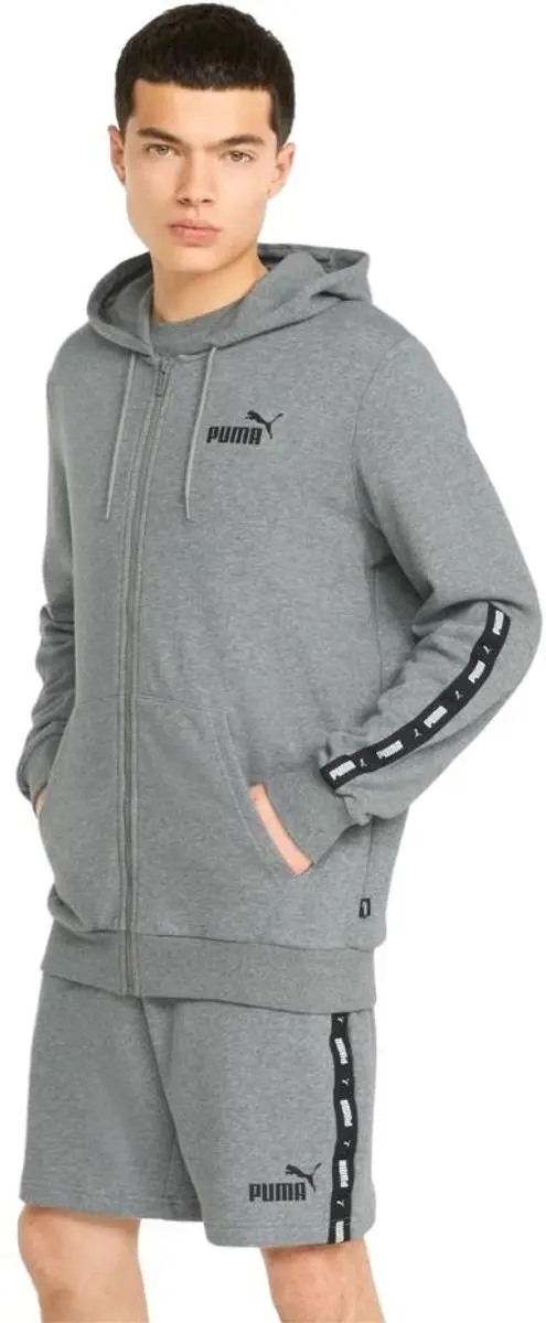 PUMA ESS+ Tape Full-Zip Hoodie TR Heren - Grijs - S - afbeelding 5 van 5