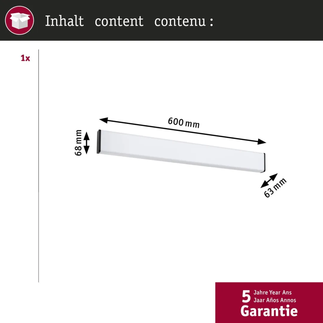 Paulmann Selection Bathroom LED-wandlamp Nembus IP44 - 11,2W 3000K Zwart - afbeelding 6 van 6