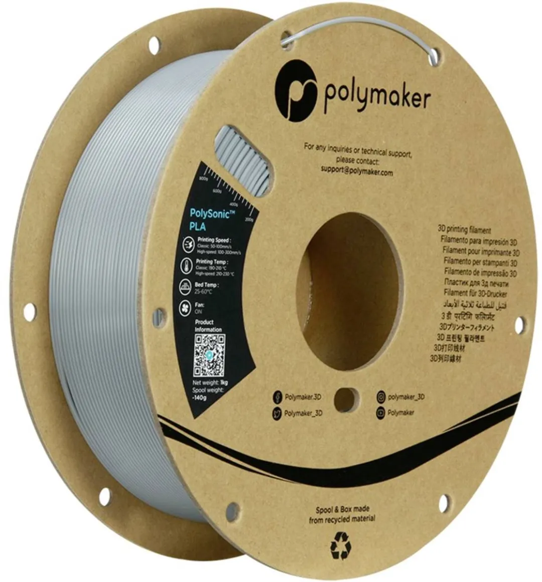 Polymaker PA12003 Filament PLA kunststof Highspeed filament 1.75 mm 1000 g Grijs PolySonic™ 1 stuk(s)