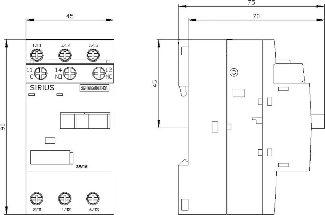 Voltage converter 1.4A - Circuit-breaker 1,4A 3RV1611-1AG14 - afbeelding 3 van 6
