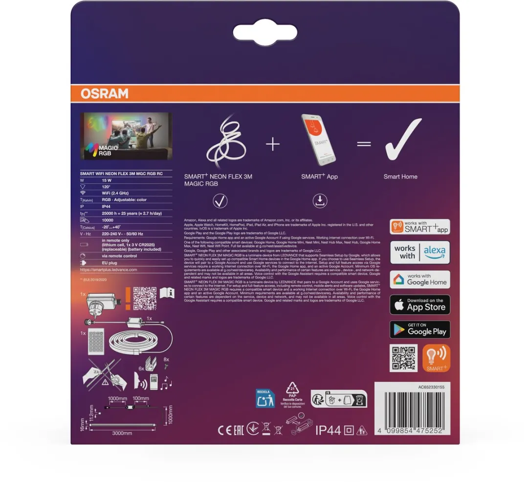 Osram Smart+ Wifi Neon Flex Magic RGB 3m LED-strips - Wit