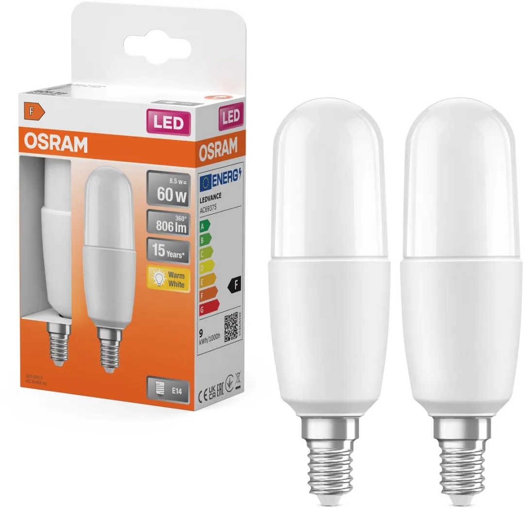 Osram LED Classic Stick 8,5W 827 - 2700K Mat - 2 Stuks