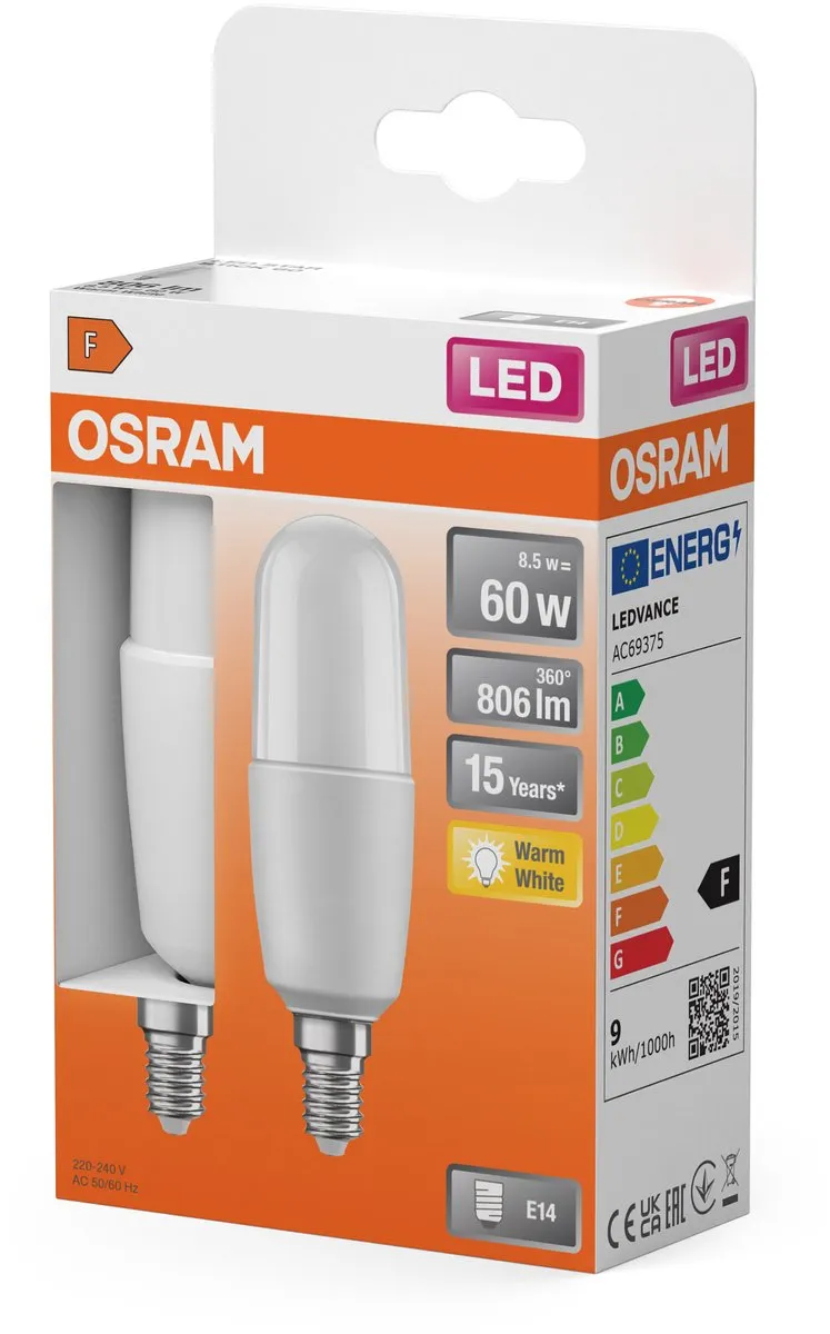Osram LED Classic Stick 8,5W 827 - 2700K Mat - 2 Stuks