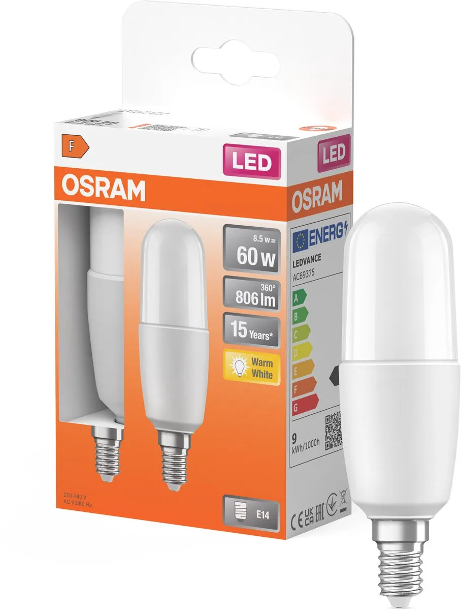 Osram LED Classic Stick 8,5W 827 - 2700K Mat - 2 Stuks