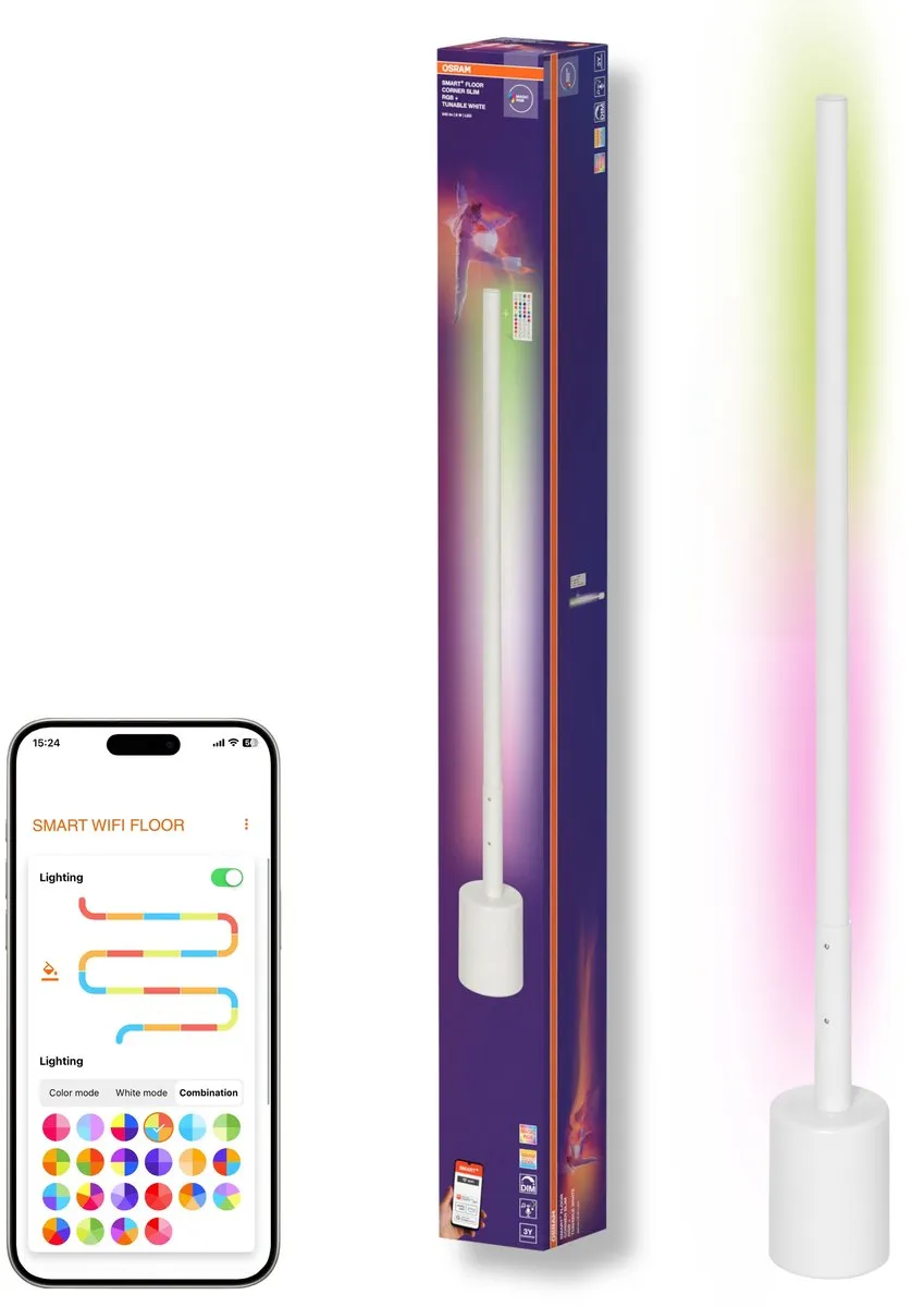 Osram SMART+ WIFI LED Vloerlamp Hoek - 8W 540lm Wit - RGB & TW - App-bestuurbaar
