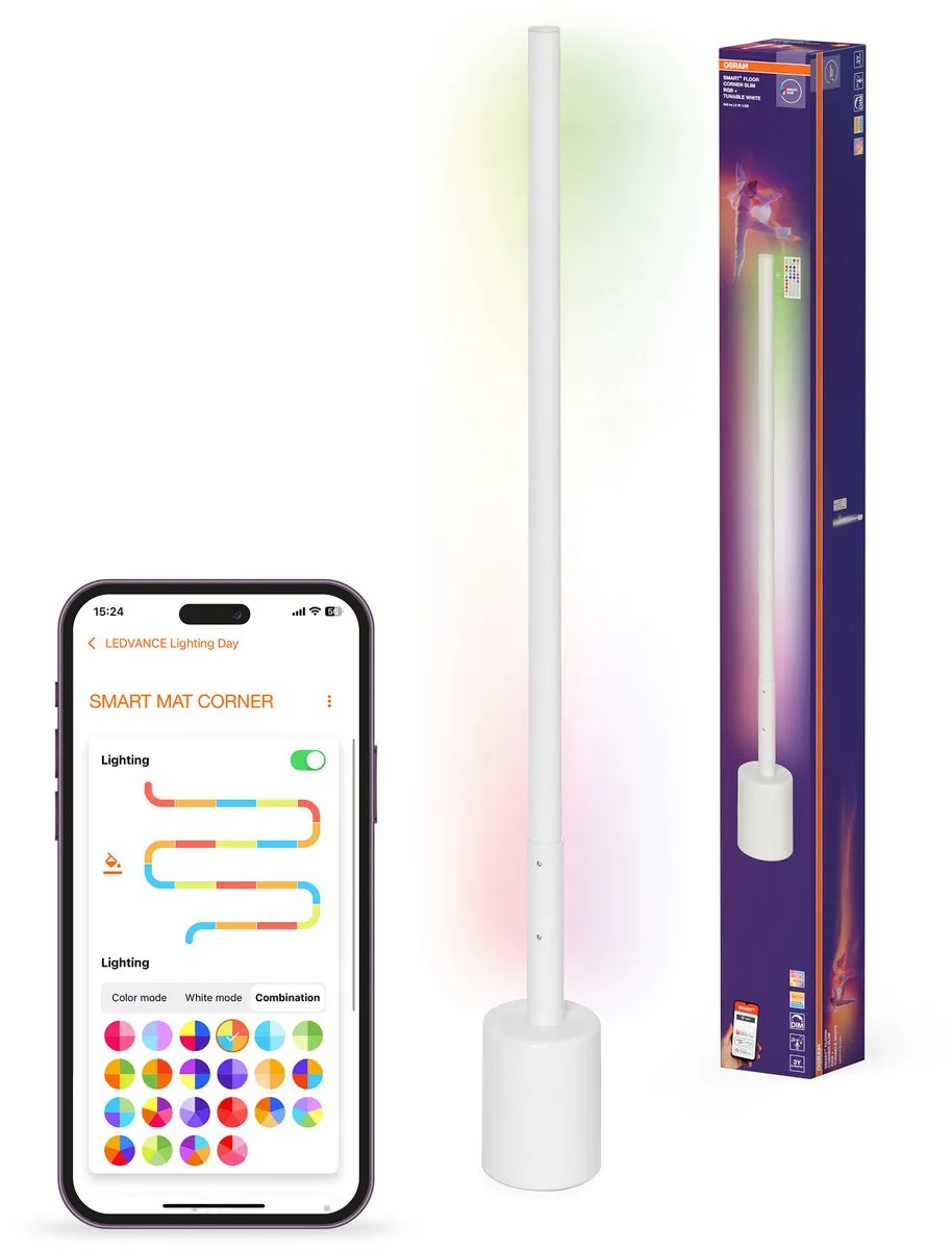Osram SMART+ WIFI LED Vloerlamp Hoek - 8W 540lm Wit - RGB & TW - App-bestuurbaar