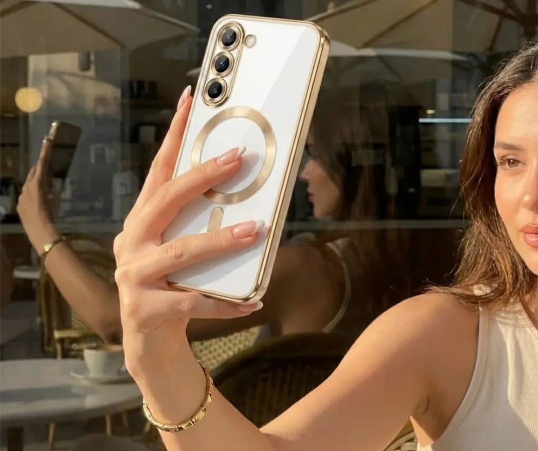 NUVEX Transparant Telefoonhoesje S23 MagSafe - Goud