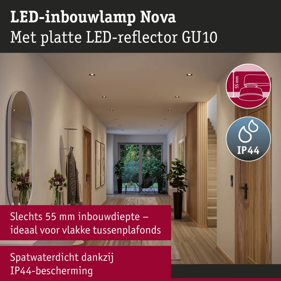 Paulmann Nova GU10 Flat LED-inbouwlamp 3x4,9W 550lm 2700K - Zwart mat