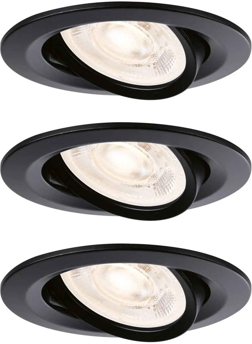 Paulmann Nova GU10 Flat LED-inbouwlamp 3x4,9W 550lm 2700K - Zwart mat