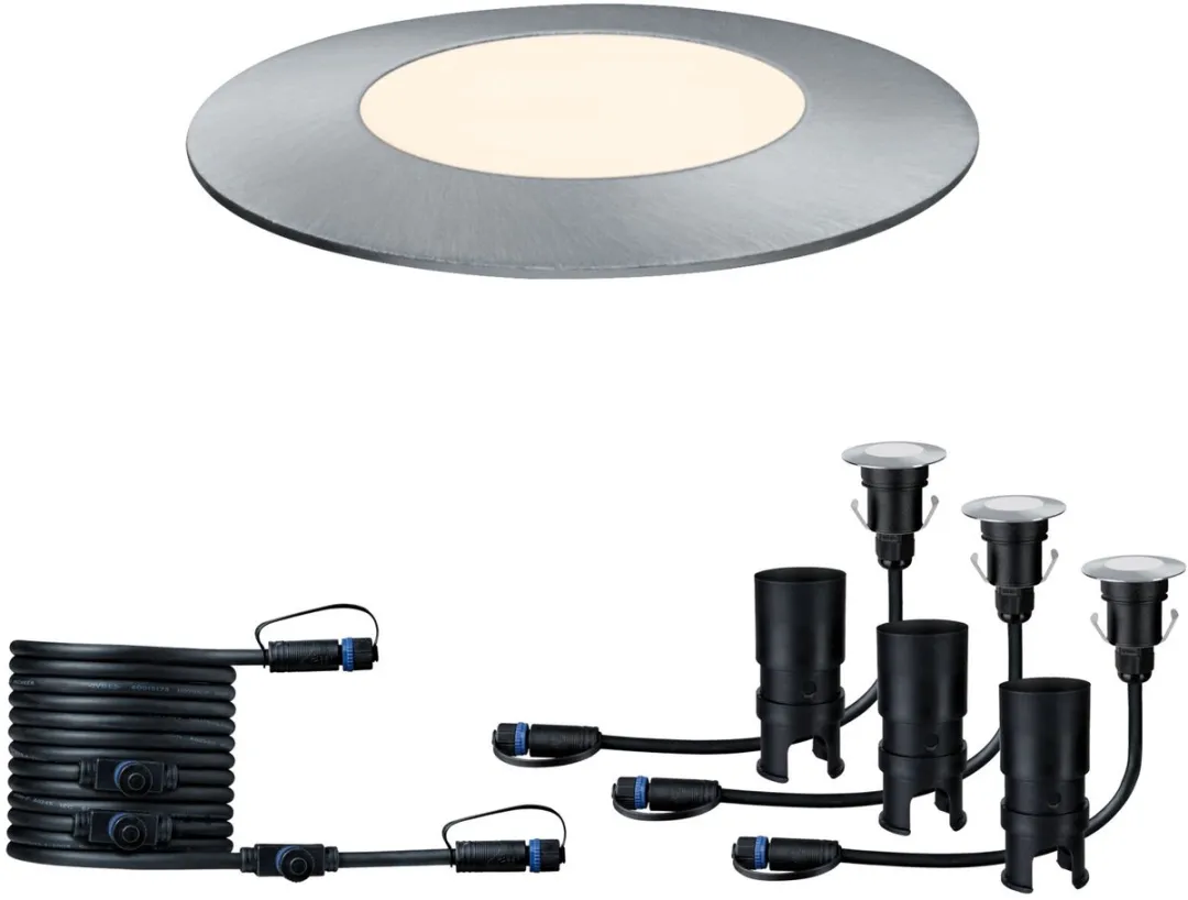 Paulmann Plug & Shine Floor Mini Uitbreidingsset LED Grondinbouwlamp 3x2,5W 3000K - Zilver