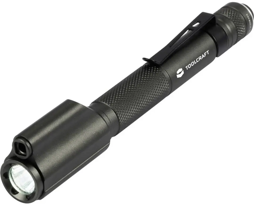 TOOLCRAFT Penlight met rode laserpointer Met riemclip werkt op batterijen 150 lm