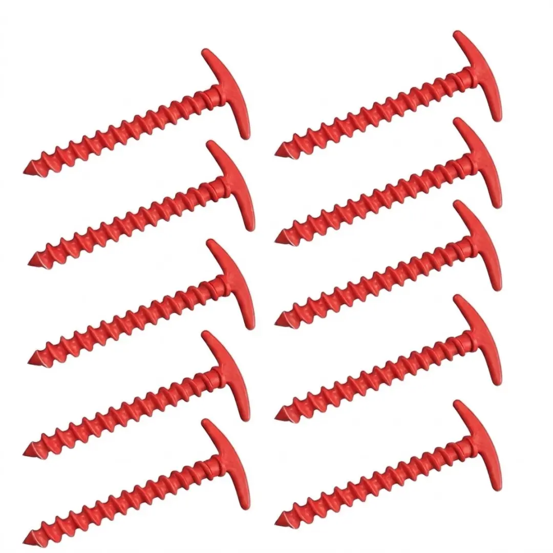 Rode metalen tentharingen set 10 stuks – spiraal nagels voor buiten kamperen – winddichte grondspiesjes voor luifel tent tarp en buitengereedschap