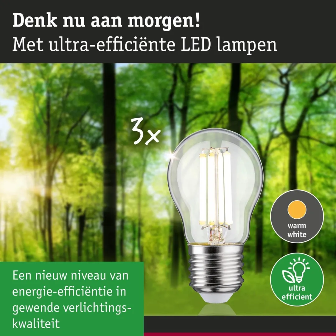 Paulmann Eco-Line LED Kogellamp Set 3x 80mm 525lm 2,5W - Helder - afbeelding 6 van 6