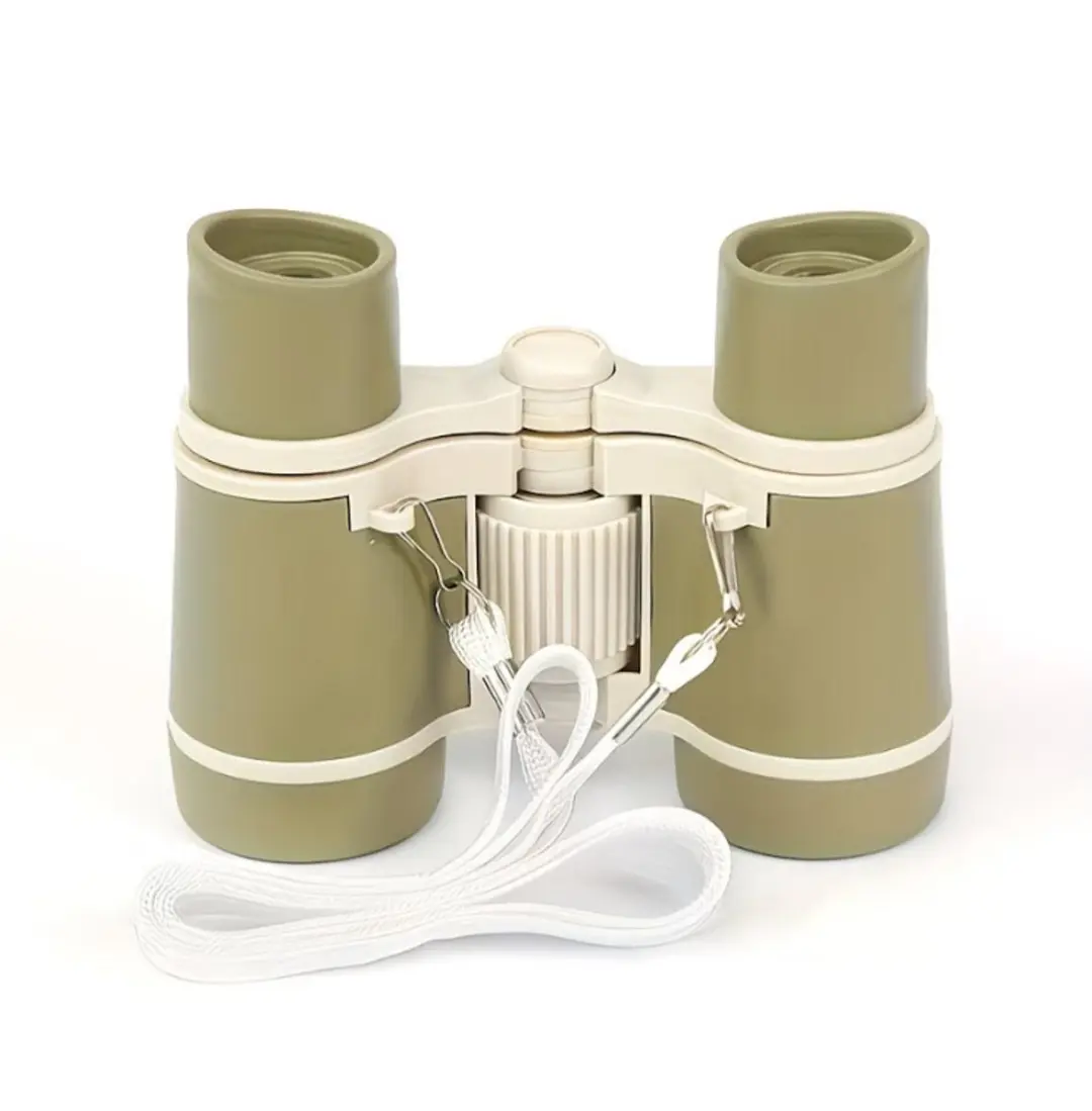 Beige verrekijker kinderen jongens en meisjes compact speelgoed verrekijker 4x30