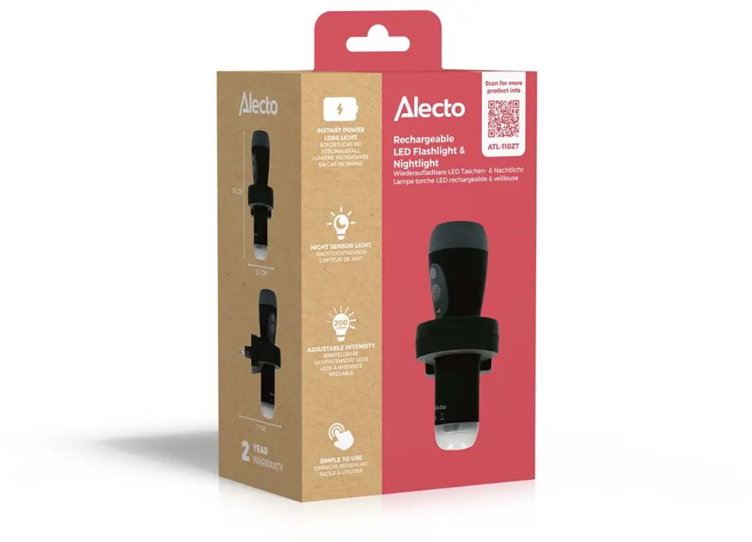 Alecto ATL-110ZT LED Zaklamp - Oplaadbaar - Zwart - afbeelding 6 van 6