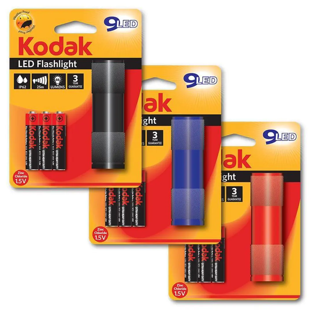 Kodak 9 LED zaklamp flashlight + 3x AAA