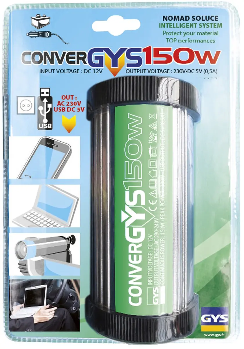 GYS CONVER150 Omvormer 12V 150W - 2 USB - afbeelding 2 van 2