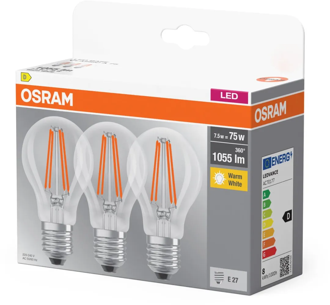 Osram LED Peer 7.5W Warmwit - 3 Stuks