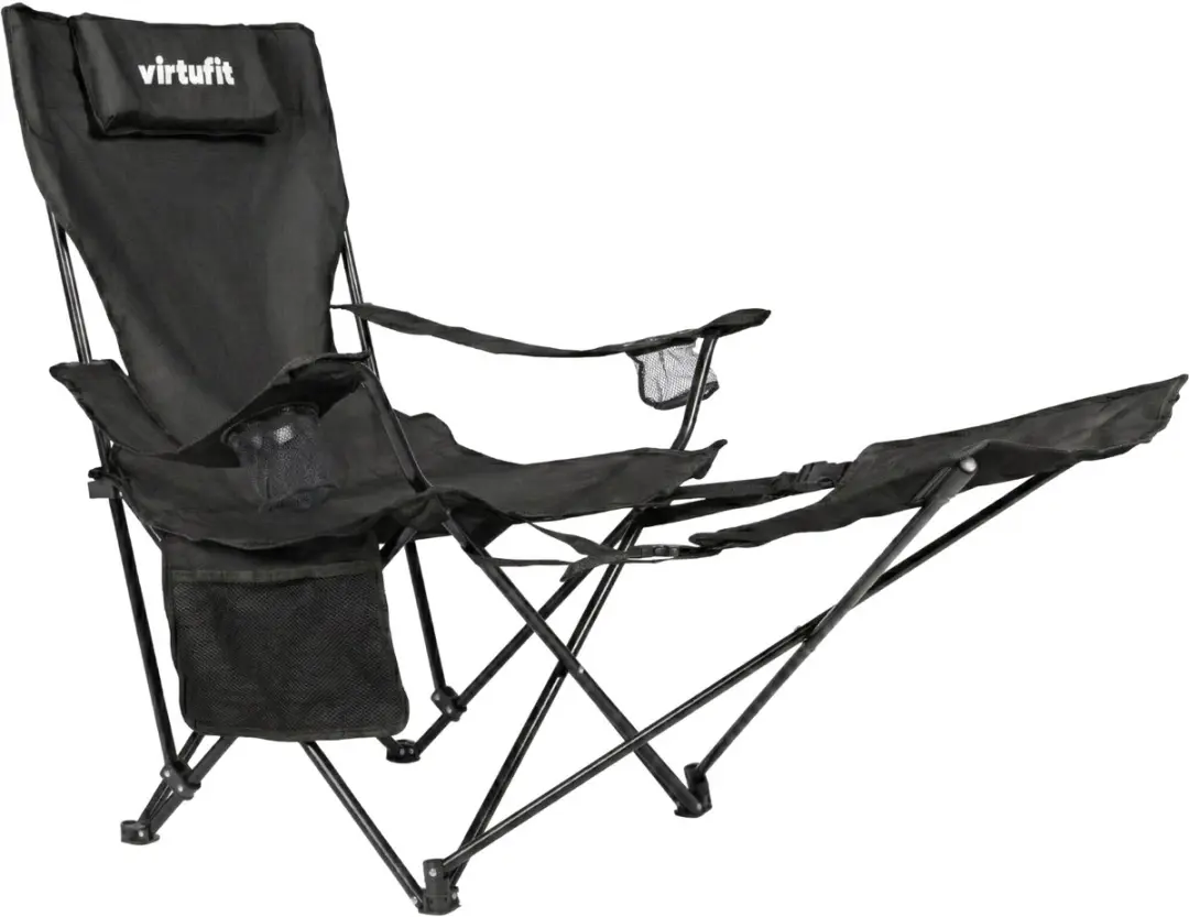 VirtuFit Opvouwbare Campingstoel met Voetsteun - Zwart - afbeelding 5 van 6