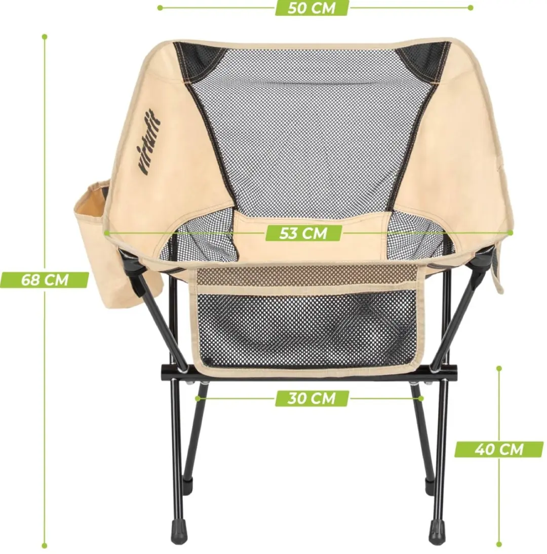 VirtuFit Compacte Campingstoel met Armsteunen - Beige - afbeelding 6 van 6