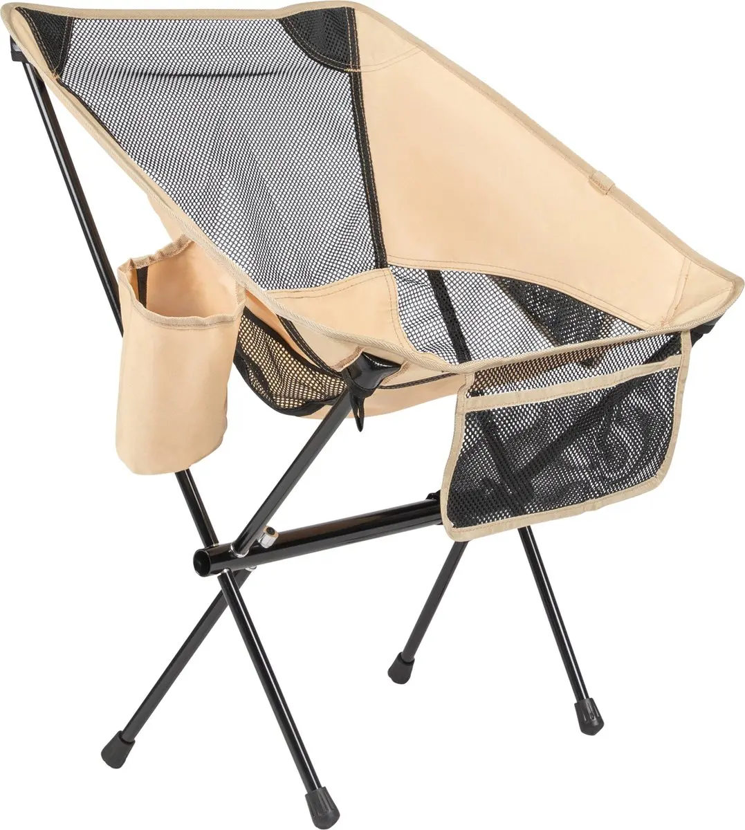 VirtuFit Compacte Campingstoel met Armsteunen - Beige - afbeelding 2 van 6