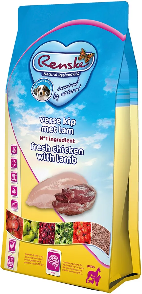 Renske Super Premium Puppy Kip & Lam Graanvrij Droogvoer 600g