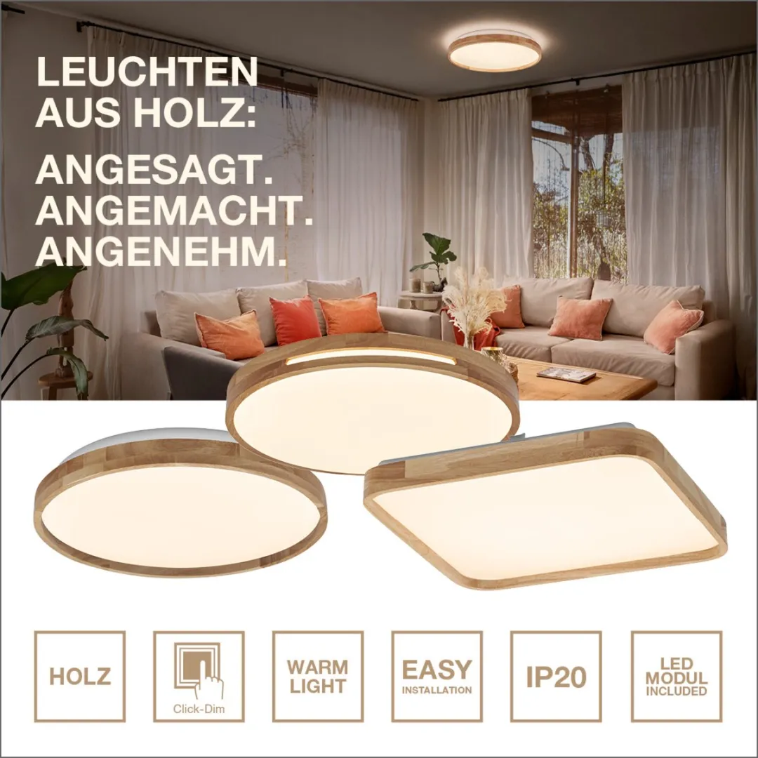 Osram Orbis Woodburry LED Wand-/Plafondlamp 24W 1500lm - 390mm - Houtdecor