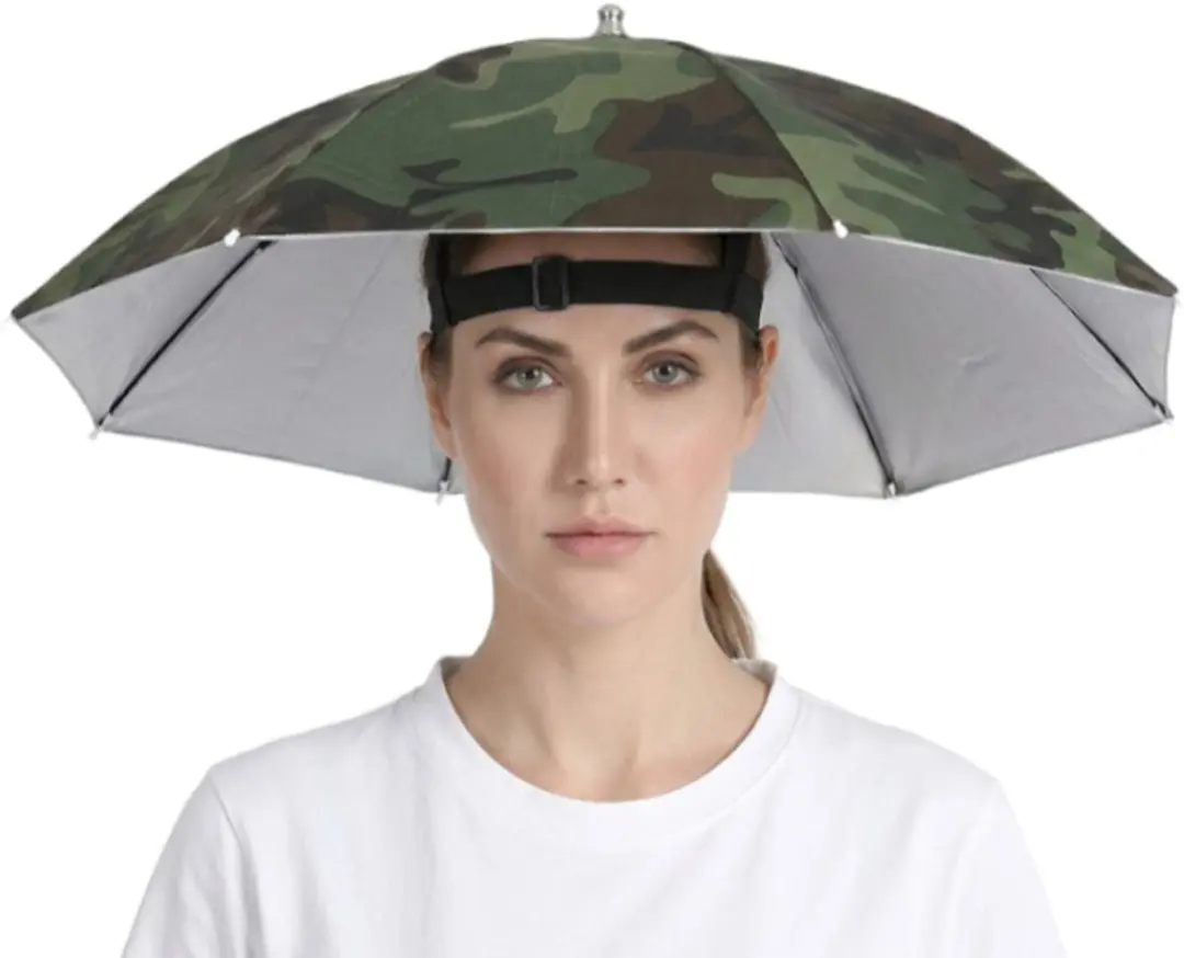 Groene camouflage paraplu hoed dames heren draagbare regen hoed handsfree parapl