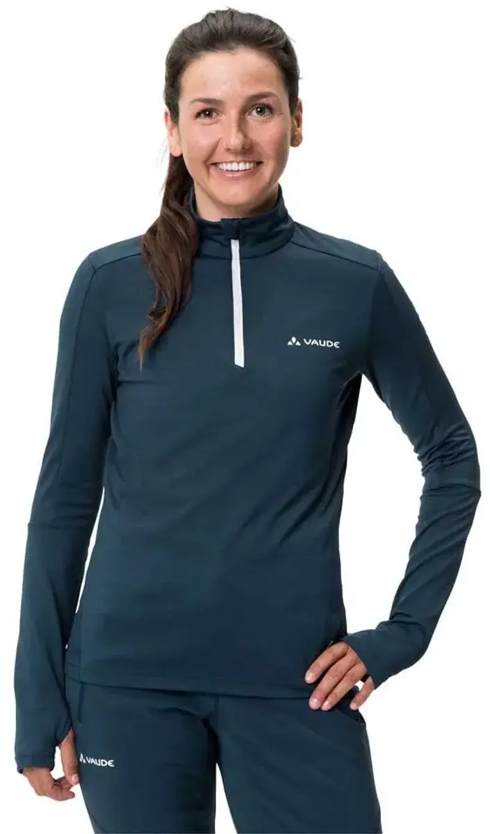 Vaude Livigno Ii Half Rits Lange Mouw T-shirt Blauw 42 Vrouw