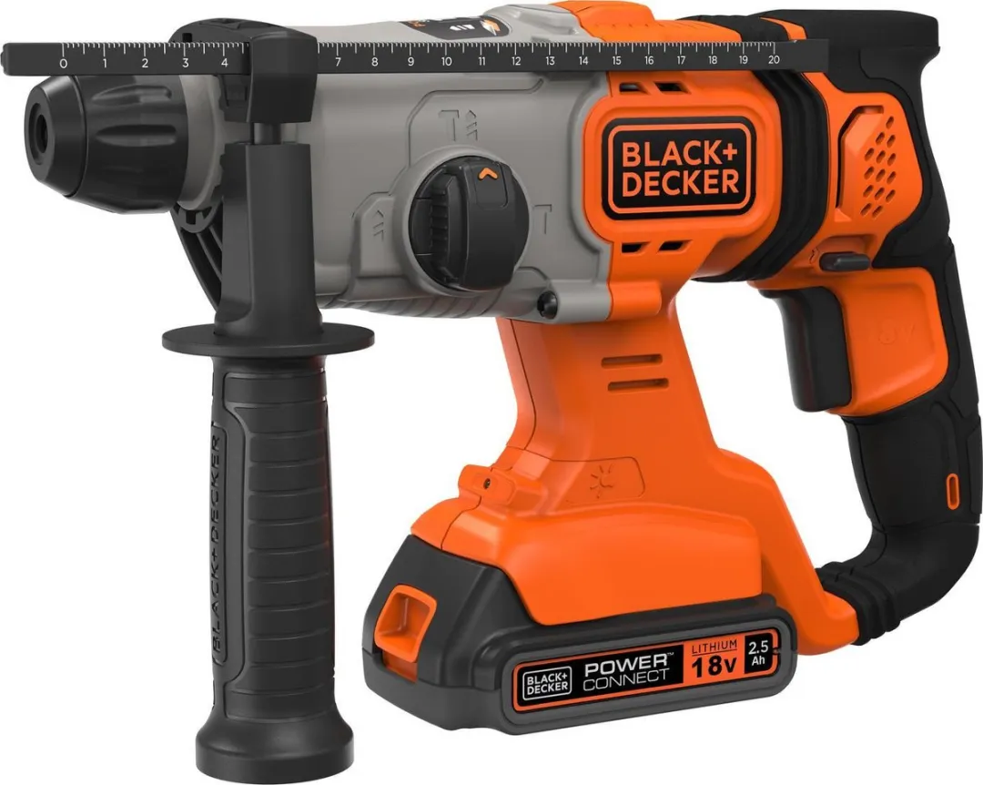 BLACK+DECKER 18V SDS+ Boorhamer, 2x 2.5Ah, 1A lader, koffer