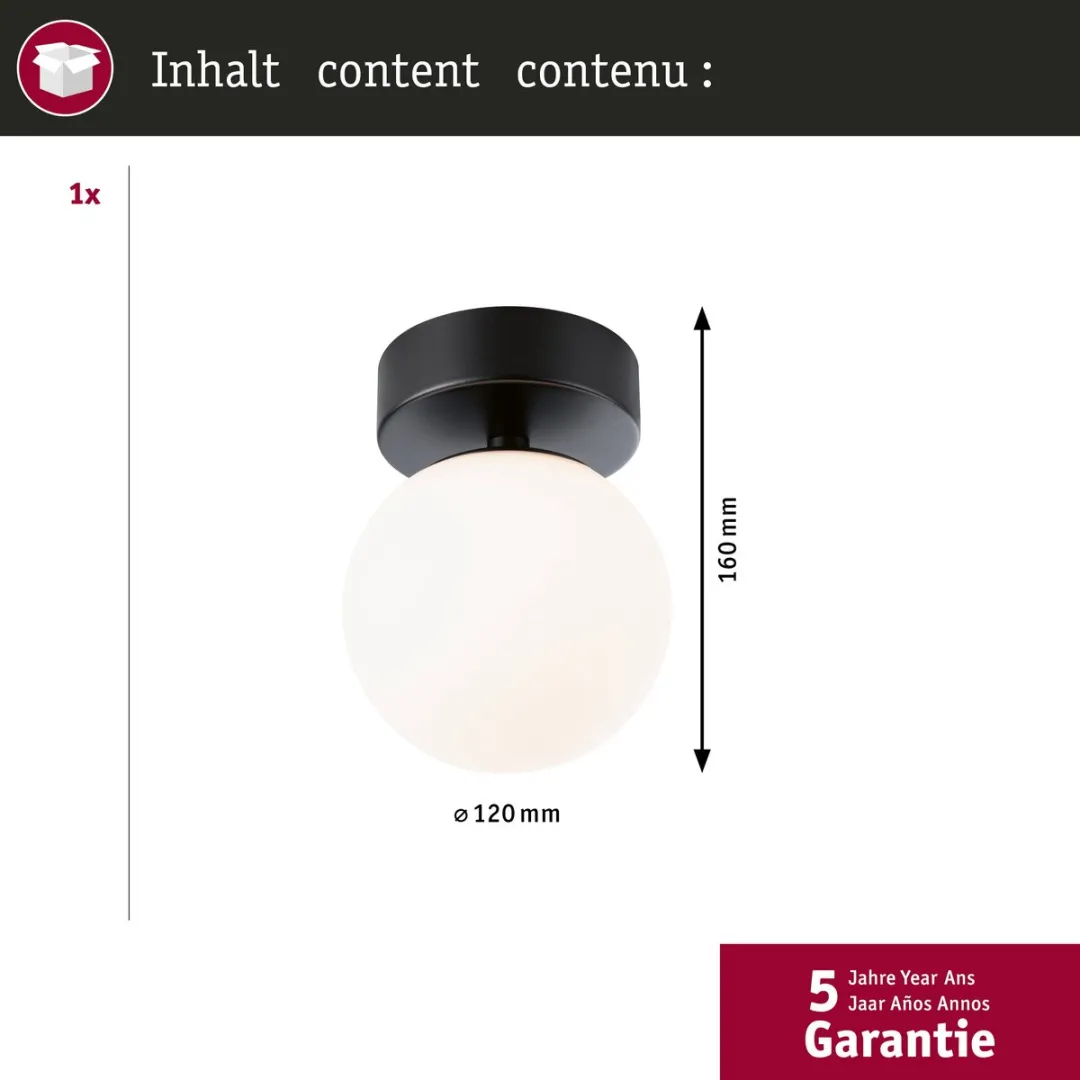 Paulmann Selection Bathroom LED Plafondlamp Gove IP44 - 3000K 400lm - Zwart mat - afbeelding 6 van 6