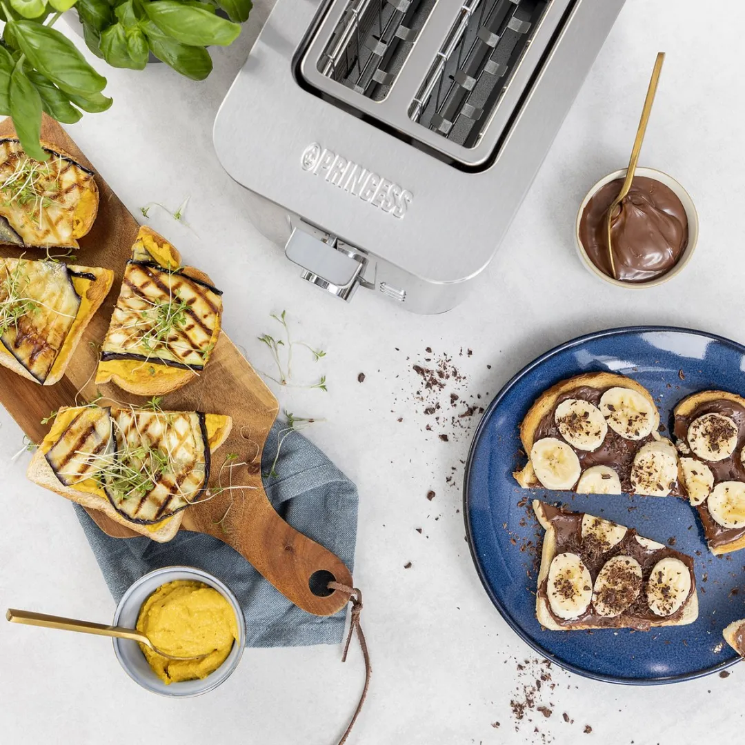 Princess Broodrooster 142402 - Compact - Ontdooi- en verwarmfunctie - Inclusief opzetrekje - 1400W- Zilver