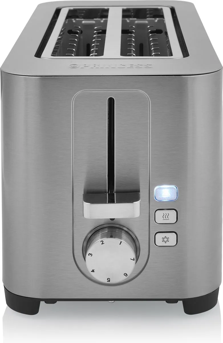 Princess Broodrooster 142402 - Compact - Ontdooi- en verwarmfunctie - Inclusief opzetrekje - 1400W- Zilver