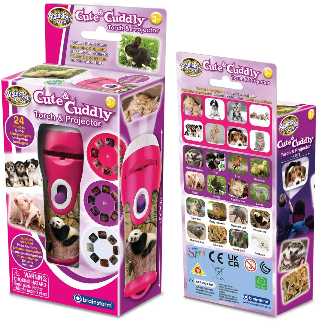 Brainstorm Toys Cute & Cuddly Zaklamp & Projector