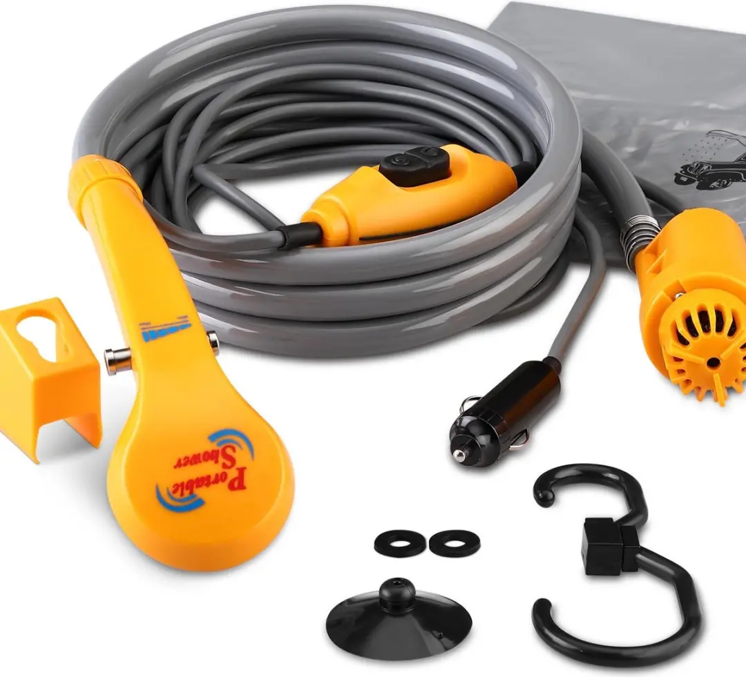 Campingdouche met Onderwaterpomp 12V - Geel - afbeelding 2 van 6