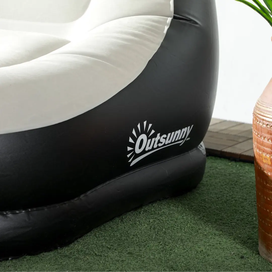 Outsunny Opblaasbare Loungebank met Voetenbank - Lichtgrijs/Zwart - afbeelding 3 van 6