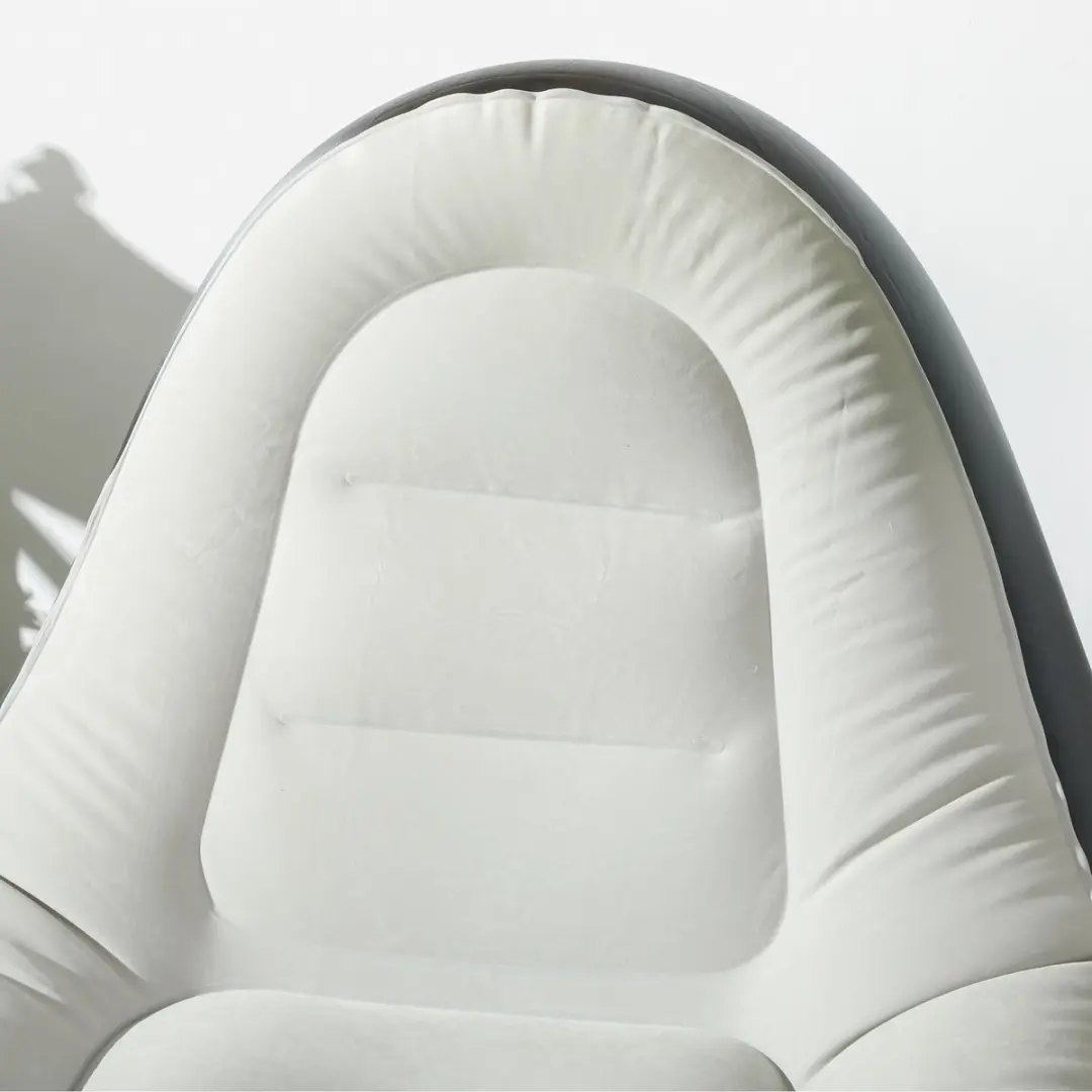 Outsunny Opblaasbare Loungebank met Voetenbank - Lichtgrijs/Zwart - afbeelding 4 van 6