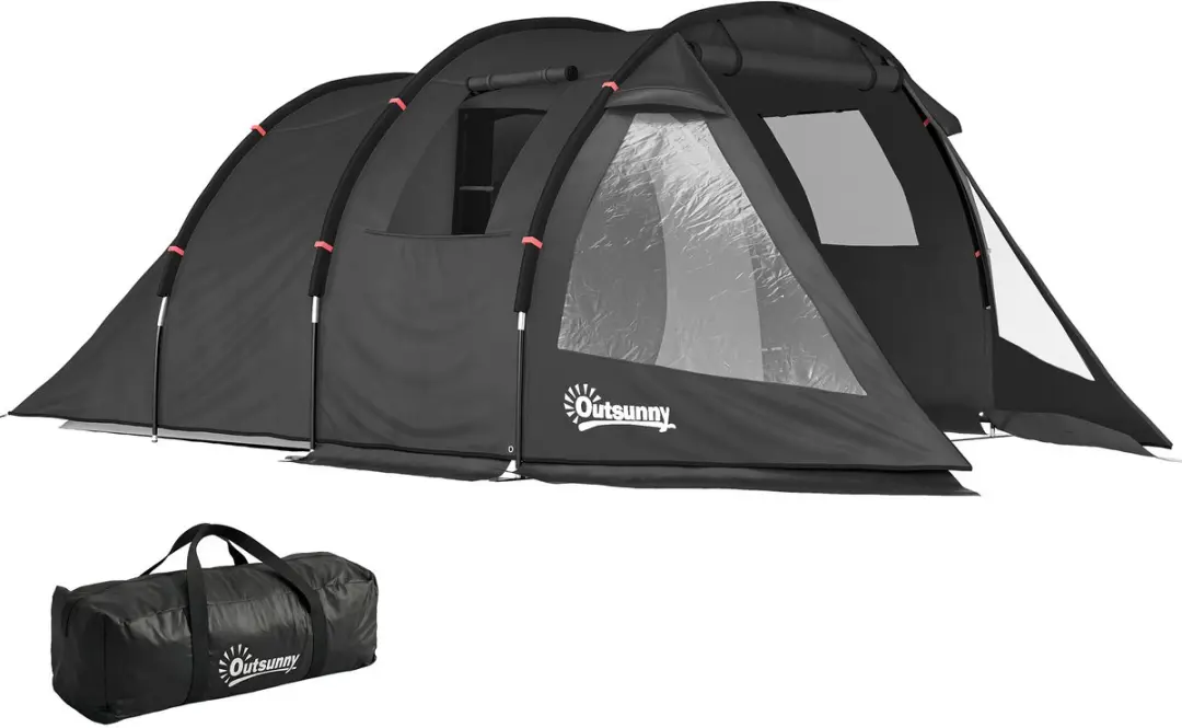 Outsunny-Campingzelt-Taft, Fiberglass-475L x 264B x 172H cm-Schwarz