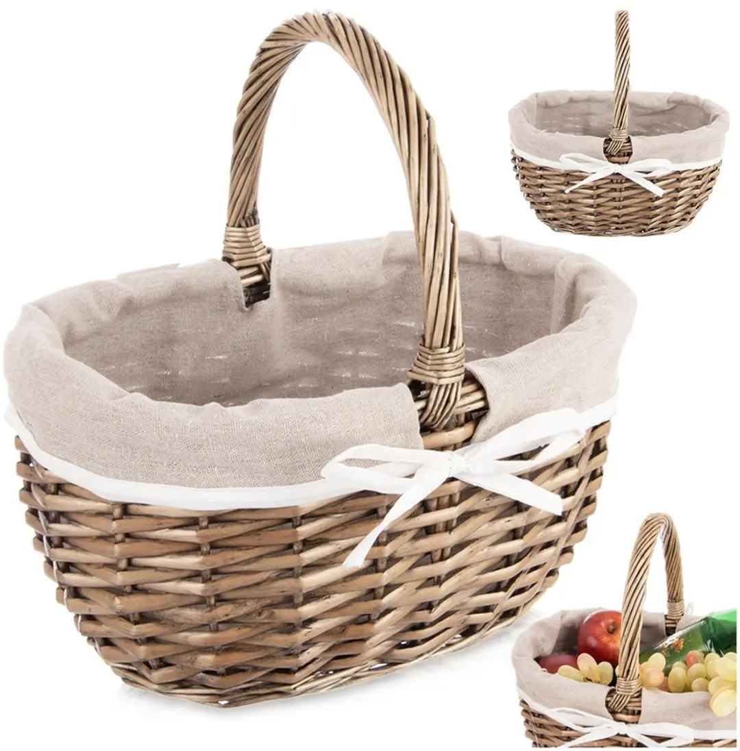 Orion Rieten Picknickmand 32,5x24x32cm - Beige - afbeelding 3 van 4