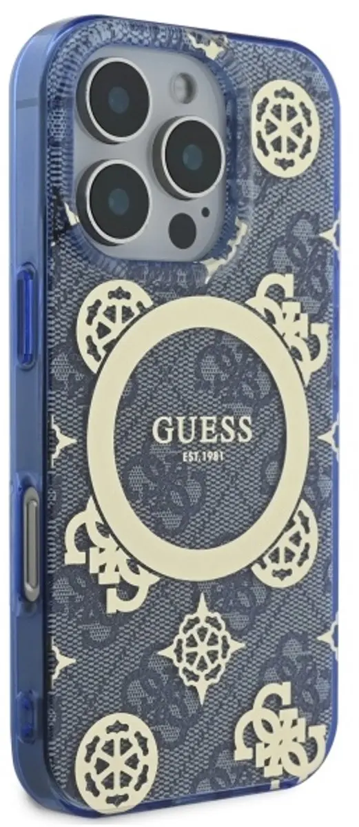Guess Pioenroos Hardcase Hoesje iPhone 16 Pro Max - Blauw - afbeelding 6 van 6