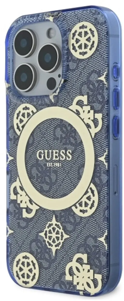 Guess Pioenroos Hardcase Hoesje iPhone 16 Pro Max - Blauw - afbeelding 2 van 6