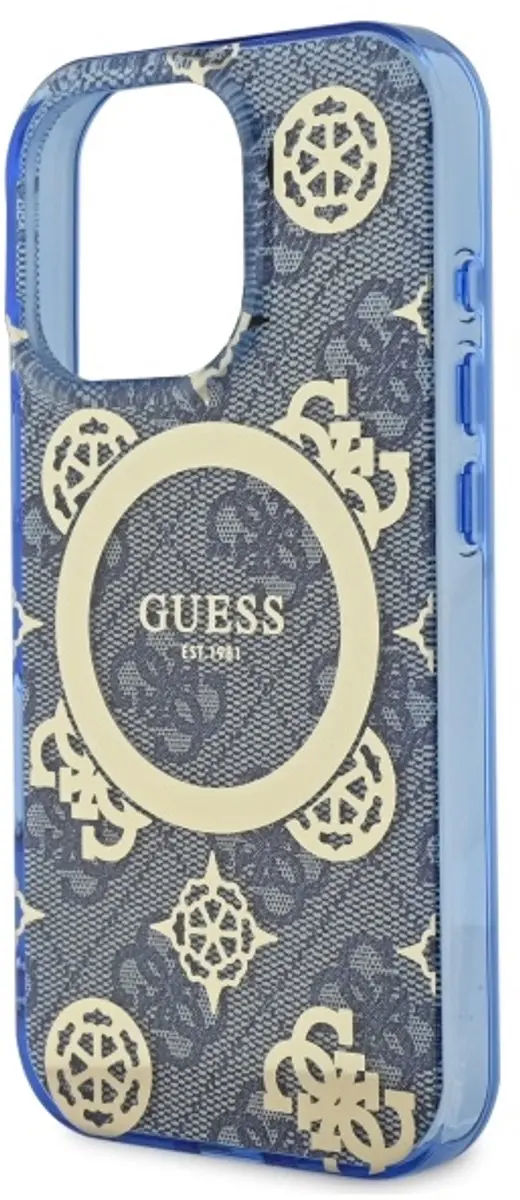 Guess Pioenroos Hardcase Hoesje iPhone 16 Pro Max - Blauw - afbeelding 5 van 6