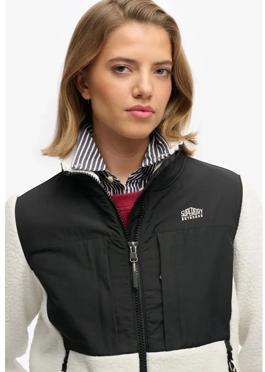 Superdry Hybride Damesfleece - Off White - afbeelding 4 van 6