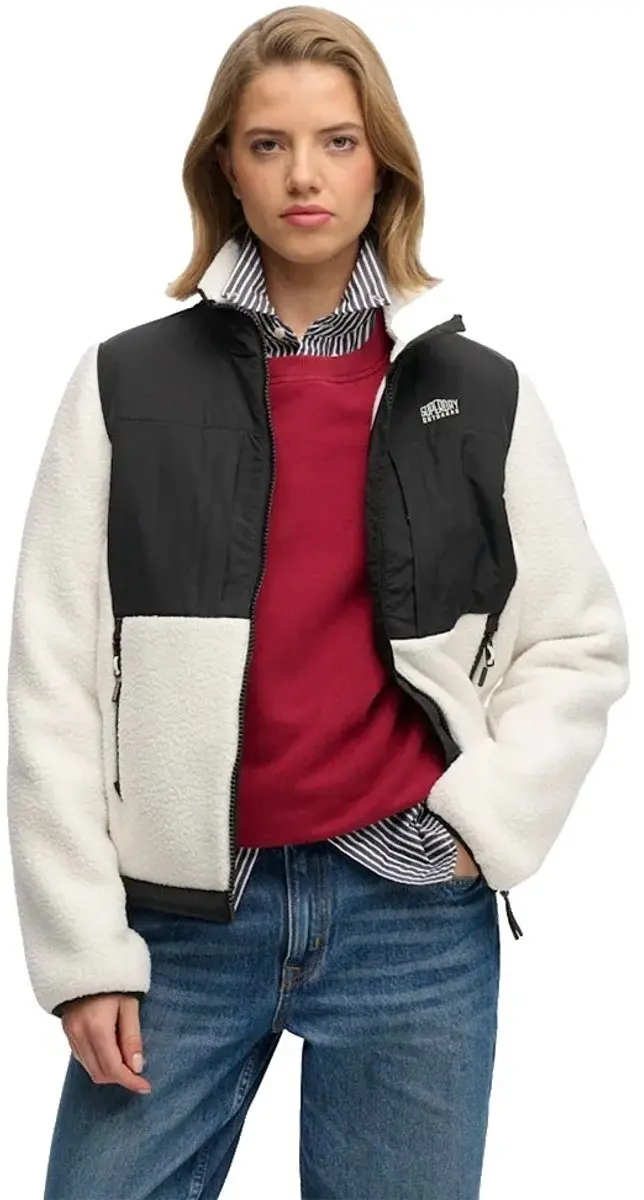 Superdry Hybride Damesfleece - Off White - afbeelding 5 van 6