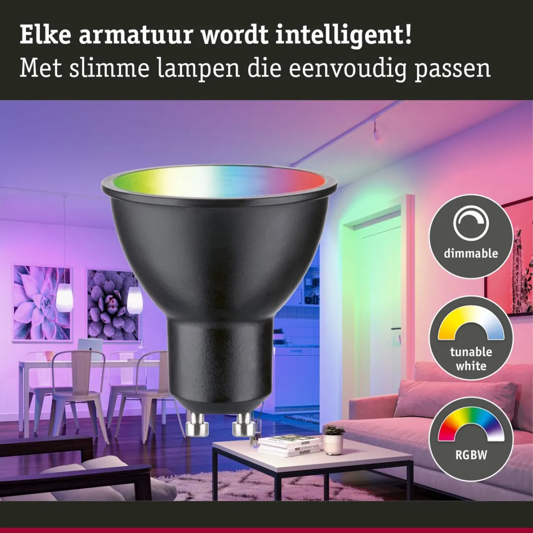 Paulmann Smart Home Zigbee 3.0 LED Reflector GU10 350lm RGBW - Zwart mat