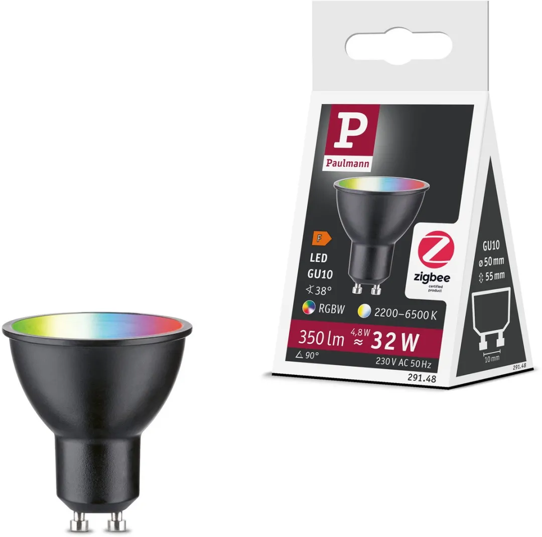 Paulmann Smart Home Zigbee 3.0 LED Reflector GU10 350lm RGBW - Zwart mat